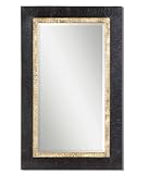 37 Cracked Aged Black and Antiqued Gold Rectangular Beveled Wall Mirror