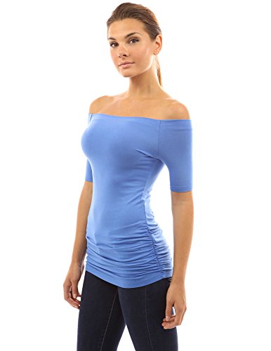 PattyBoutik Women's Off Shoulder Elbow Sleeve Top