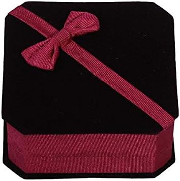 Bowknot Velvet Square Jewellery Bracelet Watch Gifts Box Case Wedding Magenta