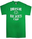 IRISH BLUE JACKETS FAN SHAMROCK IRELAND PRIDE KELLY GREEN T SHIRT jersey