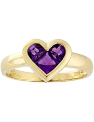 Tommaso Design (tm) Genuine Amethyst Invisible Set Heart Ring in 14 kt White Gold Size 7