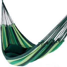 Deluxe Mayan Hammock - Green and Green Stripe