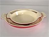 French Home Gourmet 109101SET Cast Iron Oval Au Gratin Baking Dish 2 Piece Set