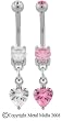 MINI GEM DROP HEART BELLY RING BNAMCZ2A -PINK