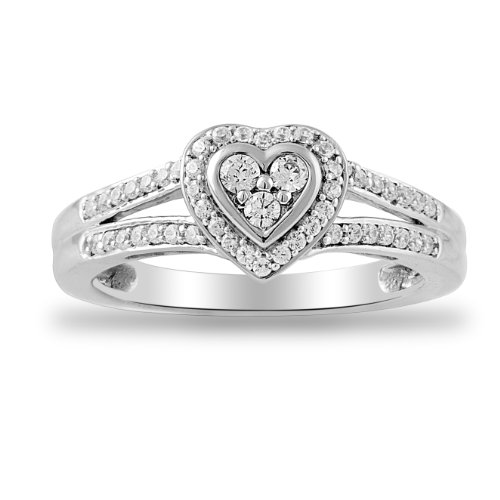 Womens 10k White Gold Engagement Bridal Ring (1/4 cttw I-J Color, I2-I3 Clarity), Size 6