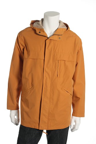 Hickey Freeman Orange Solid Rain Jacket Shirt Size Large