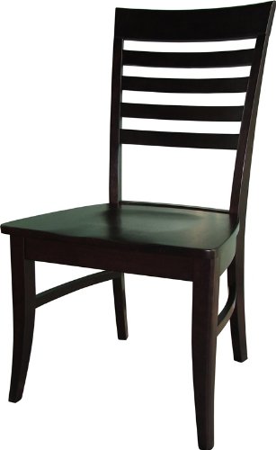Roma Ladder-Back Chair w Wood Seat - Set of 2 (Dark Walnut)