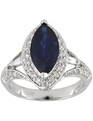 14K White Gold Sapphire and Diamond Ring -- LIFETIME WARRANTY