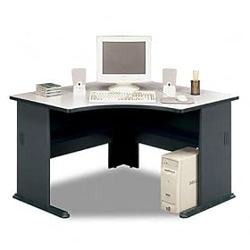 BUSH INDUSTRIES Series A Corner Desk, 47-1/4w x 47-1/4d x 29-7/8h, White Spectrum/Slate Gray