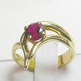 14K Yellow Gold Created Ruby Ring