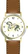 White or Grey Mustang or Stallion Horse - WATCHBUDDY&reg; DELUXE TWO-TONE THEME WATCH - Arabic Numbers - Brown Leather Strap-Women's Size-Small