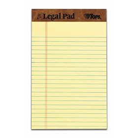 TOPS Legal Pad, 5 x 8 Inch, Junior Legal Rule, 50 Sheets, Canary (75010)