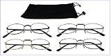 Reading Glasses-Lot Of 4-Metal Frame-FREE Case+3.50