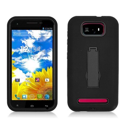 Aimo Wireless Progressive Guerilla Armor Case with Built-in Kickstand for BLU Studio 5.5 D610A - Retail Packaging - Black