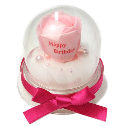 メッセージローズ (Preserved Rose) ローズドーム S1~情熱のラブジャック~ピンク 【リボン付き】【Happy Birthday】 22221