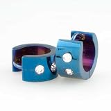 Blue Double April Birthstone Stainless Steel Mens Hoop Earrings