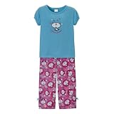 Girls' Xhilaration Tee and Capri Pants Pajama Set - Blue Kitty