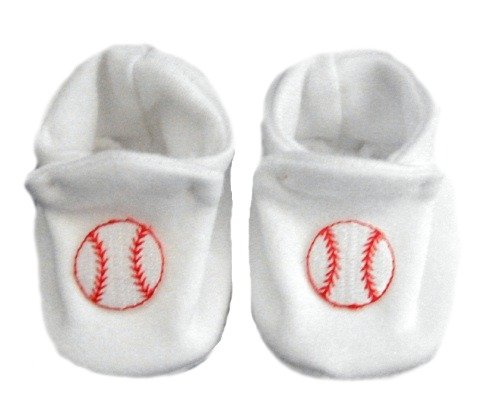 White Baby Crib Shoe with Baseballs