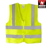 Neiko High Visibility Zipper Front Safety Vest with Reflective Strips, Neon Yellow, Size XXL