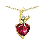 1.95 cttw 925 Sterling Silver 14K Yellow Gold Plated Created Heart Shaped Ruby Pendant