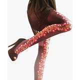 Victorian Red Pink Daisy Drift Feminine Tights