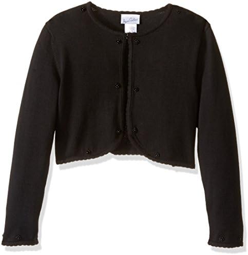 Jayne Copeland Girls' Little Girls' Sweater W Pearls, Black, 2T