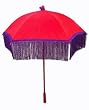 Fabulous Red & Purple Parasol with Fringe and Roses