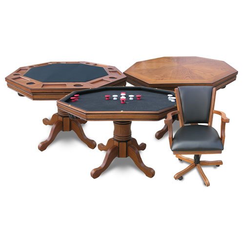 Harvil 3-in-1 Dark Oak Bumper Pool - Table Top - Poker Table with 4 Chairs