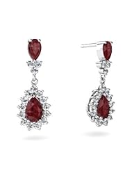 Genuine Ruby 14kt White Gold Dangle Drop Earrings