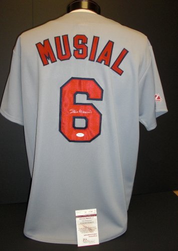Stan Musial Autographed St. Louis Cardinals Grey/Away Jersey with JSA Authenticity