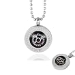 Stainless Steel Silver Tone Greek Key Edge Direction of Love Compass Pendant Necklace