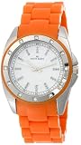 AK Anne Klein Women's 109179WTOR Silver-Tone Swarovski Crystal Accented Orange Plastic Watch