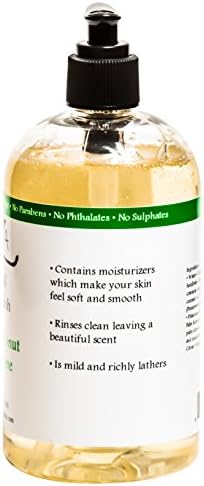 Premium Taza Natural & Organic Coconut Lime Body Wash, 16 fl oz (473 ml) ♦ Leaves Your Skin Soft and Smooth ♦ Contains: Organic Coconut Oil, Organic Sunflower Oil, Organic Glycerin