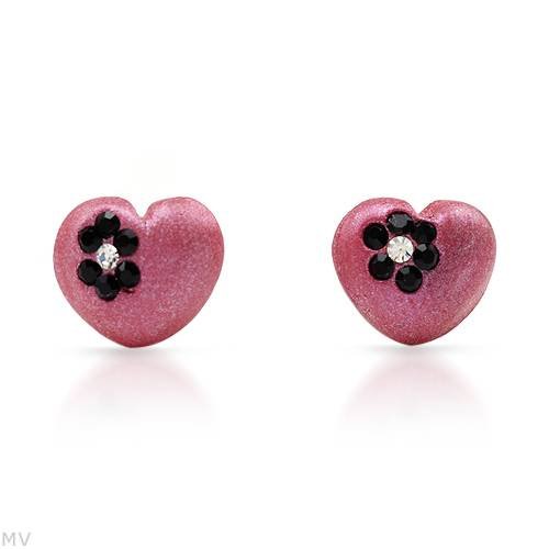 Genuine Morne Rouge (TM) Earrings. Crystal Gold Heart Earrings - Material/Stone: Crystal. 0.8 Grams in Weight and 7.5 mm in Length. 100% Satisfaction Guaranteed.