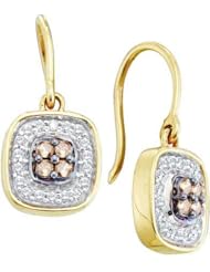 Diamond Earring 0.33ctw cognac diamond ladies fashion earrings 14KT Yellow Gold