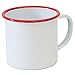 Crow Canyon Home Enamelware Mug, 12 ounce, Vintage White/Red (Single)