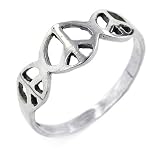 Sterling Silver Polished Peace Ring Size 9