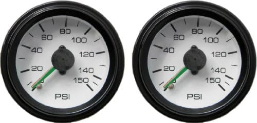 2 - 150 psi Dual Needle White Face Air Gauges 2" Diameter