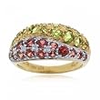 Peridot and Garnet Band Ring in Yellow White Gold Size 7