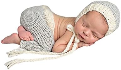 Liange Newborn Baby Photography Prop Crochet Knitted Handmade Elf Hat Longies Set