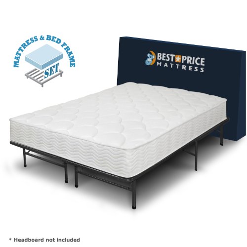 Lux touch 8" Tight Top Spring Mattress and Bed Frame Set - Full - No Box Spring Need. On Sale
