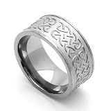 10MM Comfort Fit Titanium Wedding Band Celtic Knot Wide Ring (Size 7 to 14)