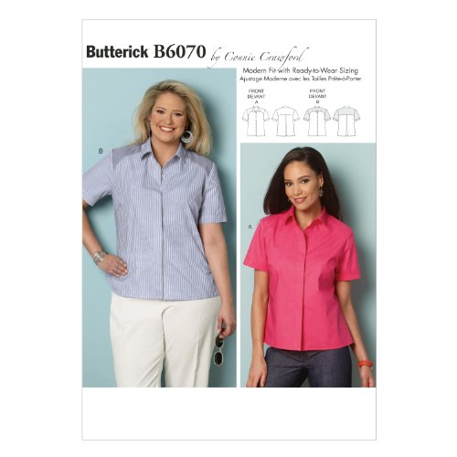 Butterick Patterns B6070 Misses'/Women's Shirt Sewing Template, Size WMN (XXL-1X-2X-3X-4X-5X-6X)