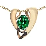 1.80 cttw Created Emerald Heart Shaped Pendants - 14kt White or Yellow Gold