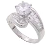 SilverBin Sterling Silver Engagement Style Round CZ Ring with Marquis CZ Accents