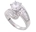SilverBin Sterling Silver Engagement Style Round CZ Ring with Marquis CZ Accents