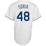 MLB Men's Kansas City Royals Joakim Soria White Home Short Sleeve 6 Button Synthetic Replica Baseball Jersey Big & Tall  (White, XXX-Large)