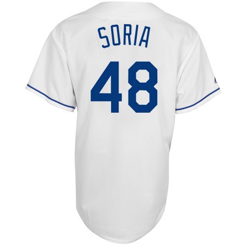 MLB Men's Kansas City Royals Joakim Soria White Home Short Sleeve 6 Button Synthetic Replica Baseball Jersey Big & Tall Spring 2012  (White, XXXX-Large)