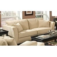 Coaster Sofa Couch, Velvet Fabric, Cream