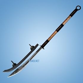 54" Japanese Samurai Full Tang Hand Forged Naginata - Clip Point Tip / Half Cloth Wrapped